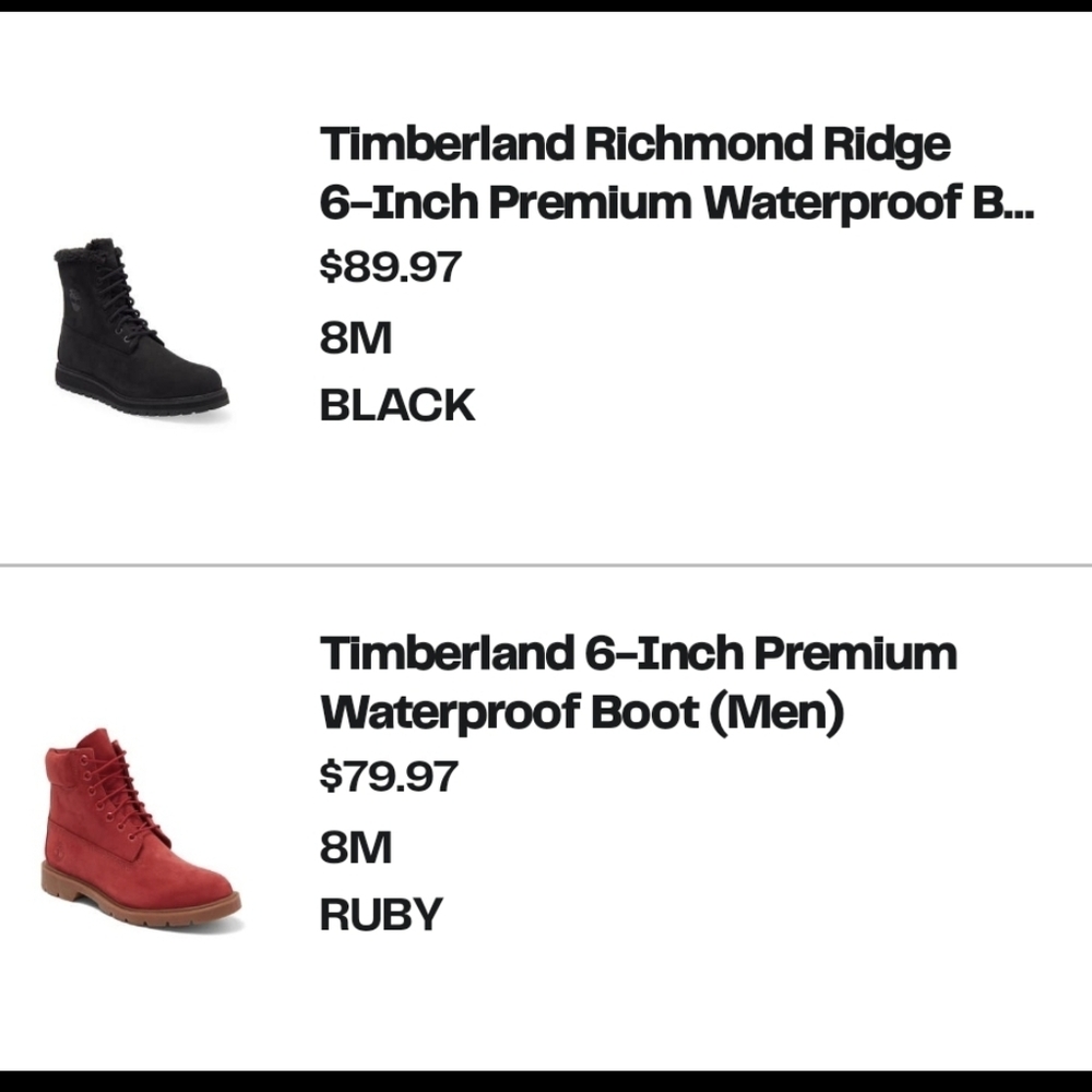 4 Pair Of Timberland Boots Richmond Ridge Black, 2-Brown, Red Only Worn Twice!